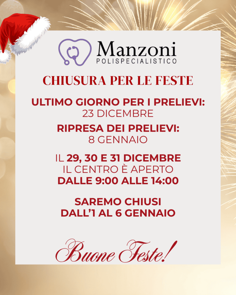 Visita medica e servizi di diagnosi presso PoliSpecialistico Manzoni, centro medico a Manzoni, dedicato a prevenzione e salute, con servizi specializzati e disponibilità durante le festività natalizie.